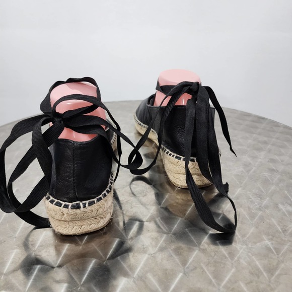 Zara Essential Jute Leather Lace-up Espadrilles Womens Size EUR 41 US 10.5 Black - Picture 5 of 11